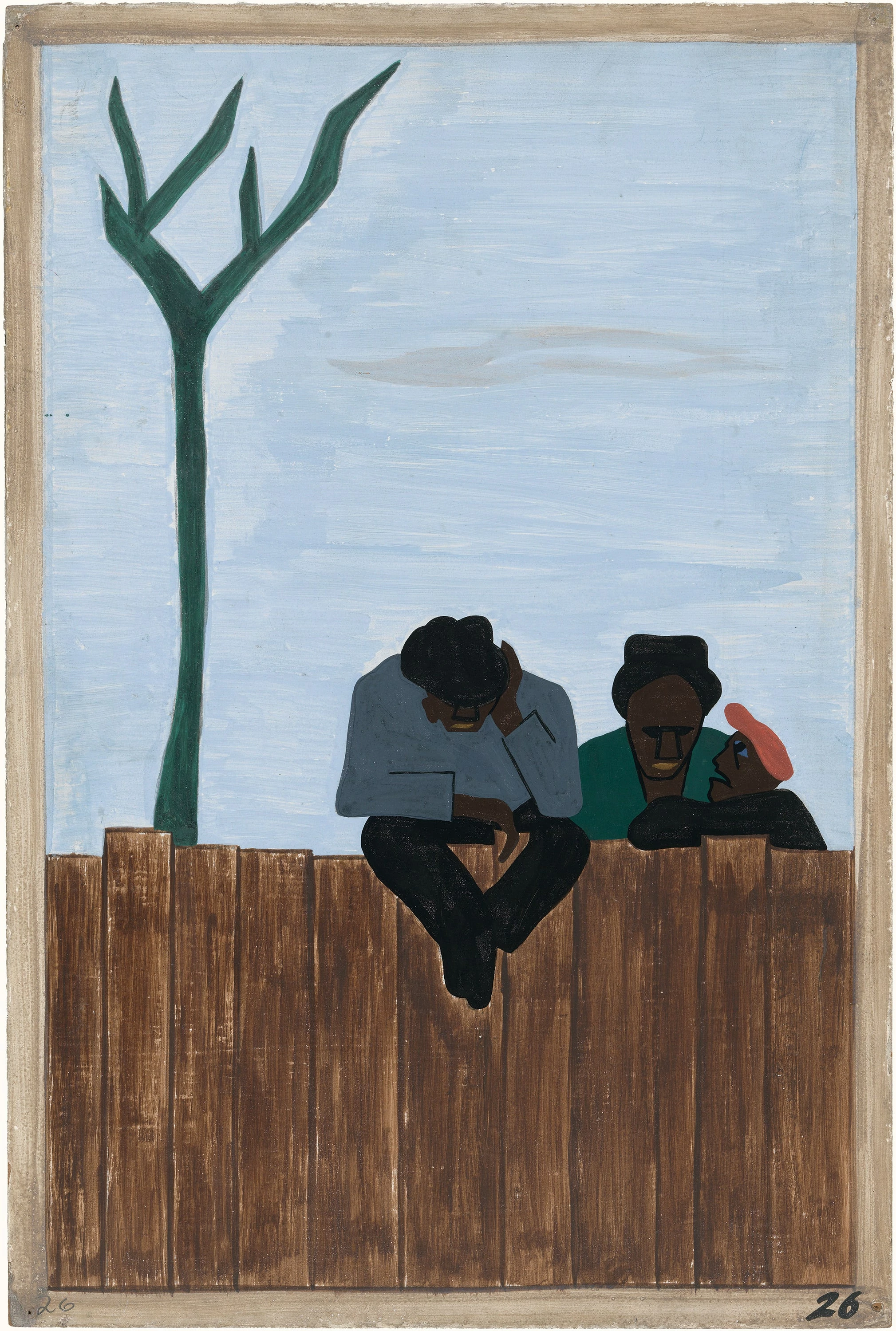 Migration Series No.26:  And people all over the South continued to discuss this great movement, Jacob Lawrence
