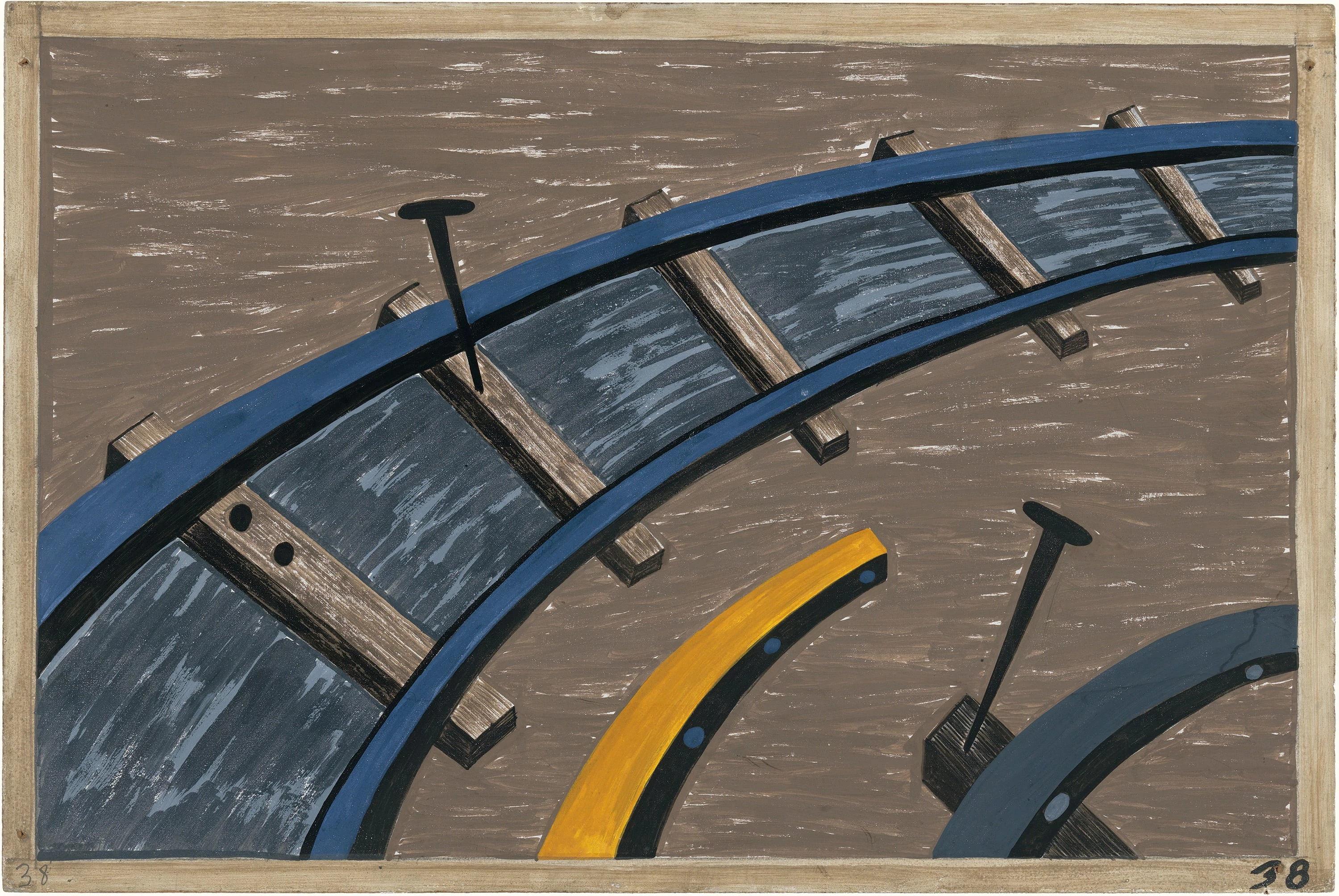 Migration Series No.38: They also worked on the railroads, Jacob Lawrence