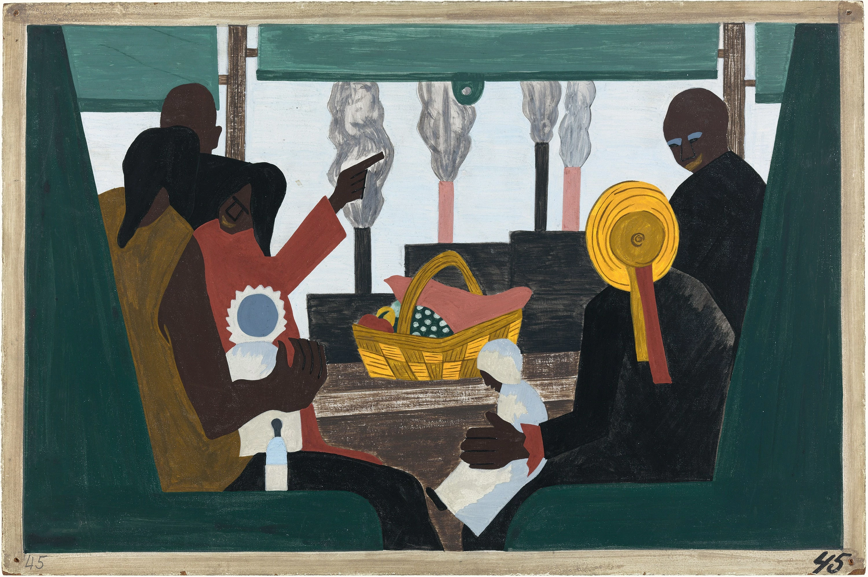 Migration Series No.45: The migrants arrived in Pittsburgh, one of the great industrial centers of the North, Jacob Lawrence