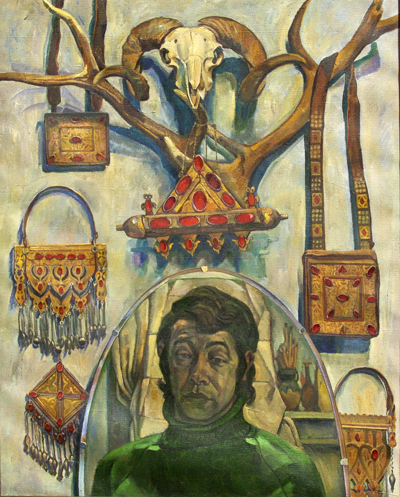 Turkmen Decorations and Self-Portrait, Durdy Bayramov