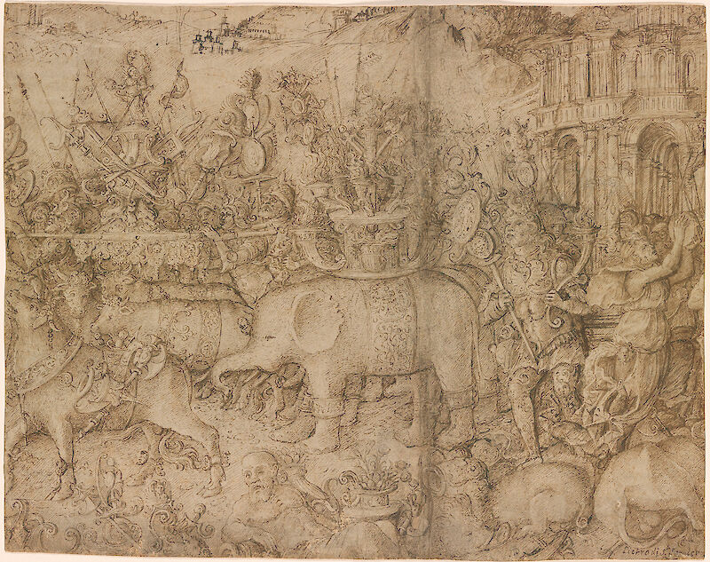 Triumphal Procession with Elephant scale comparison