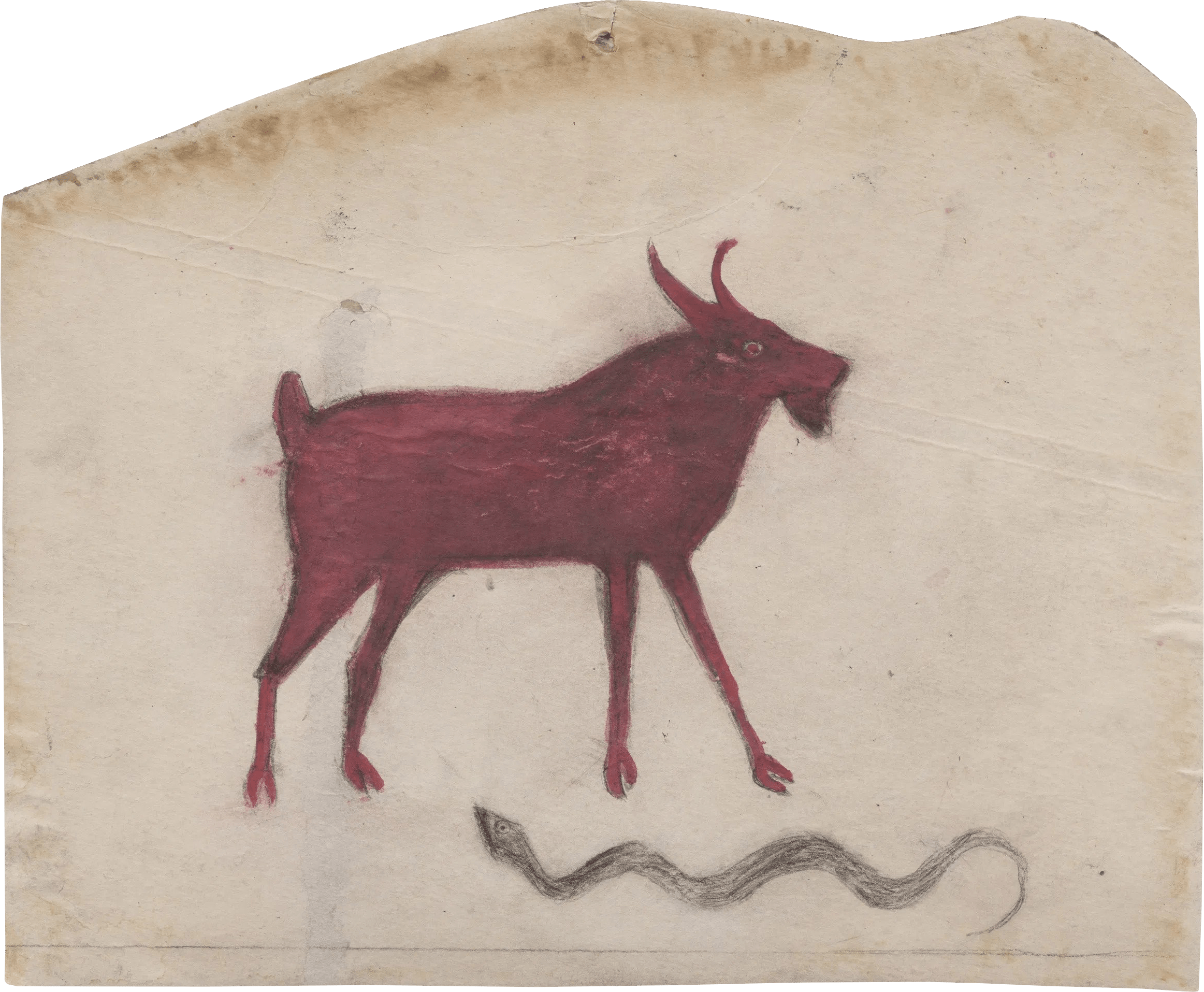 Untitled (Red Goat with Snake), zoomed in