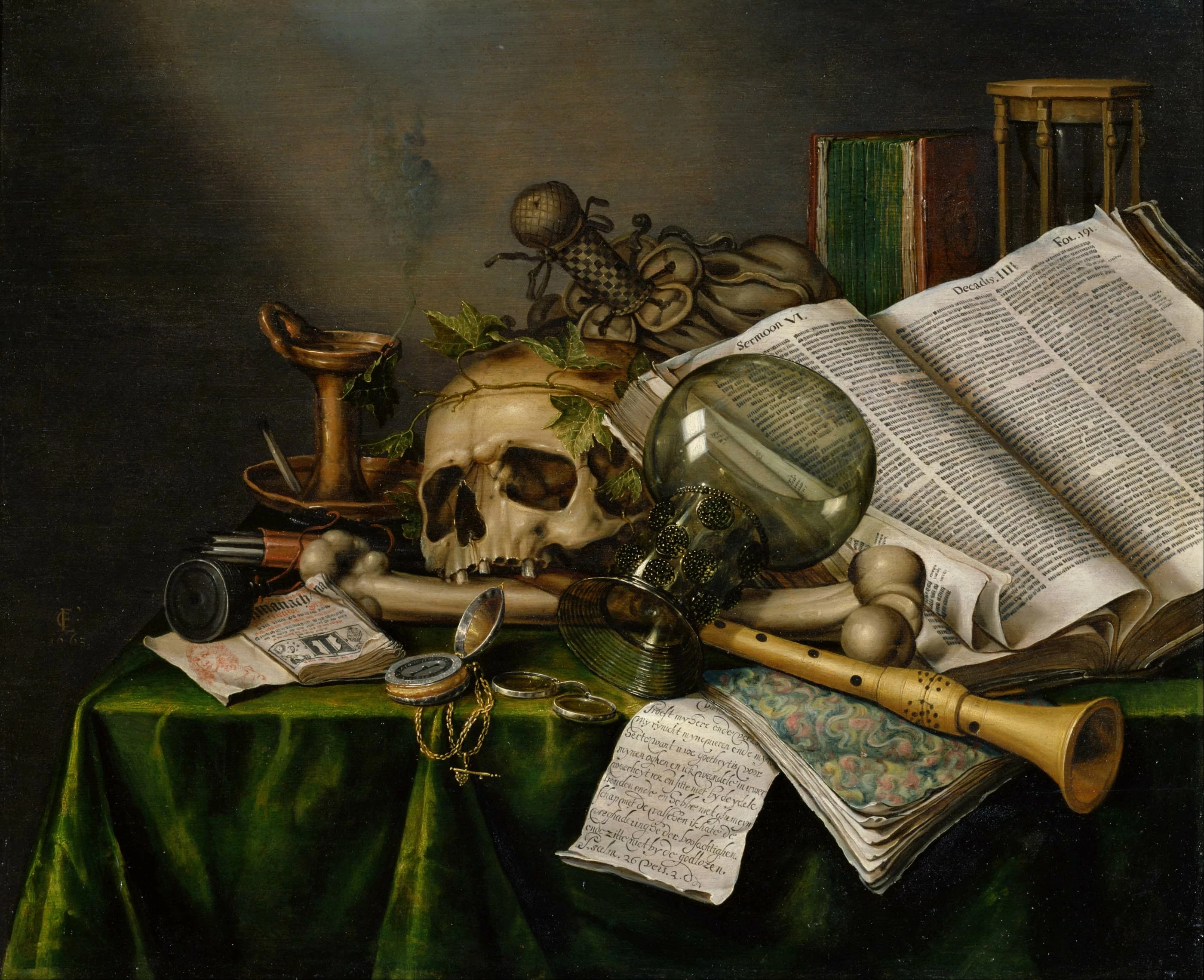 Still Life with Books and Manuscripts and a Skull, Edwaert Collier