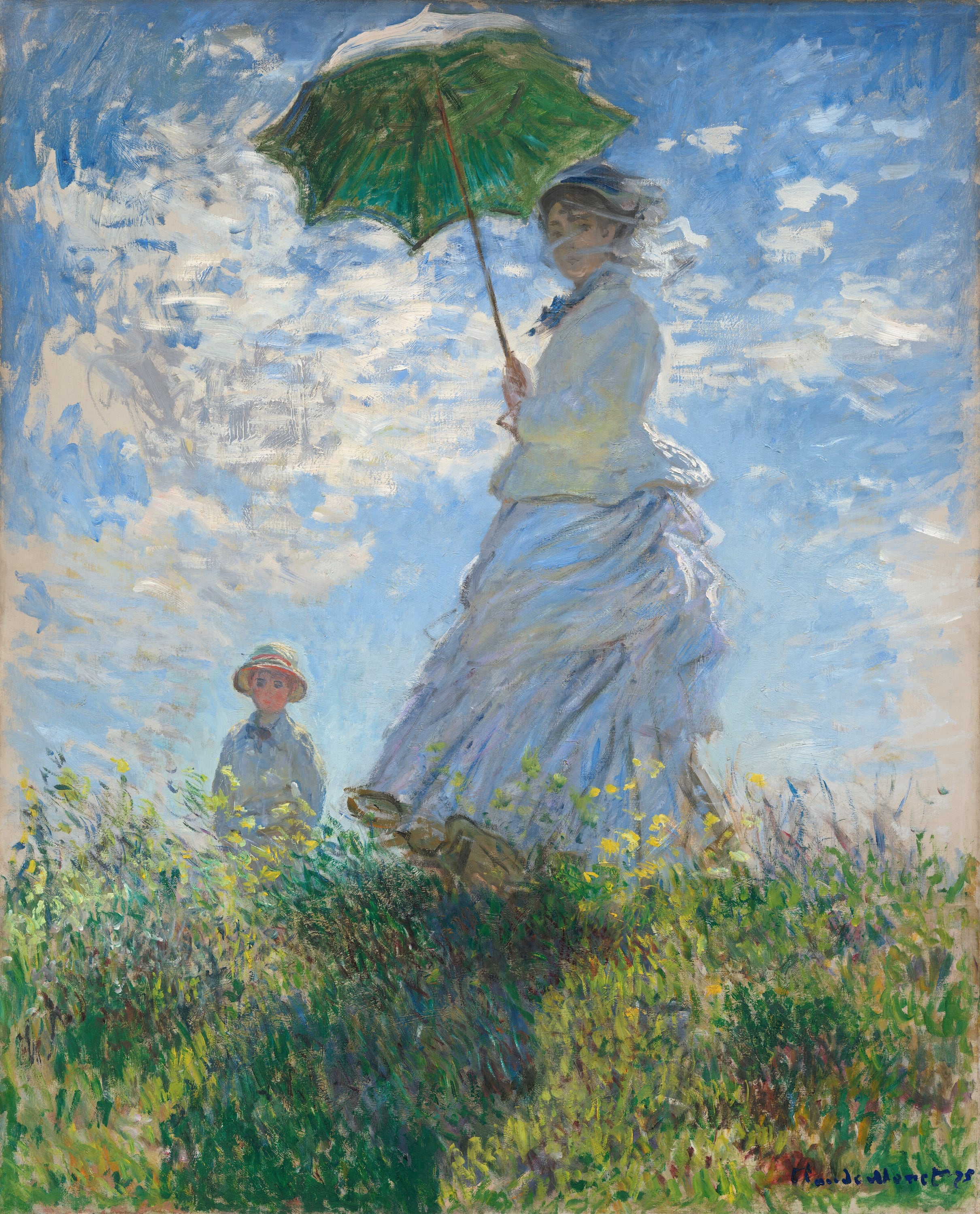 Woman with a Parasol, Madame Monet and Her Son, zoomed in