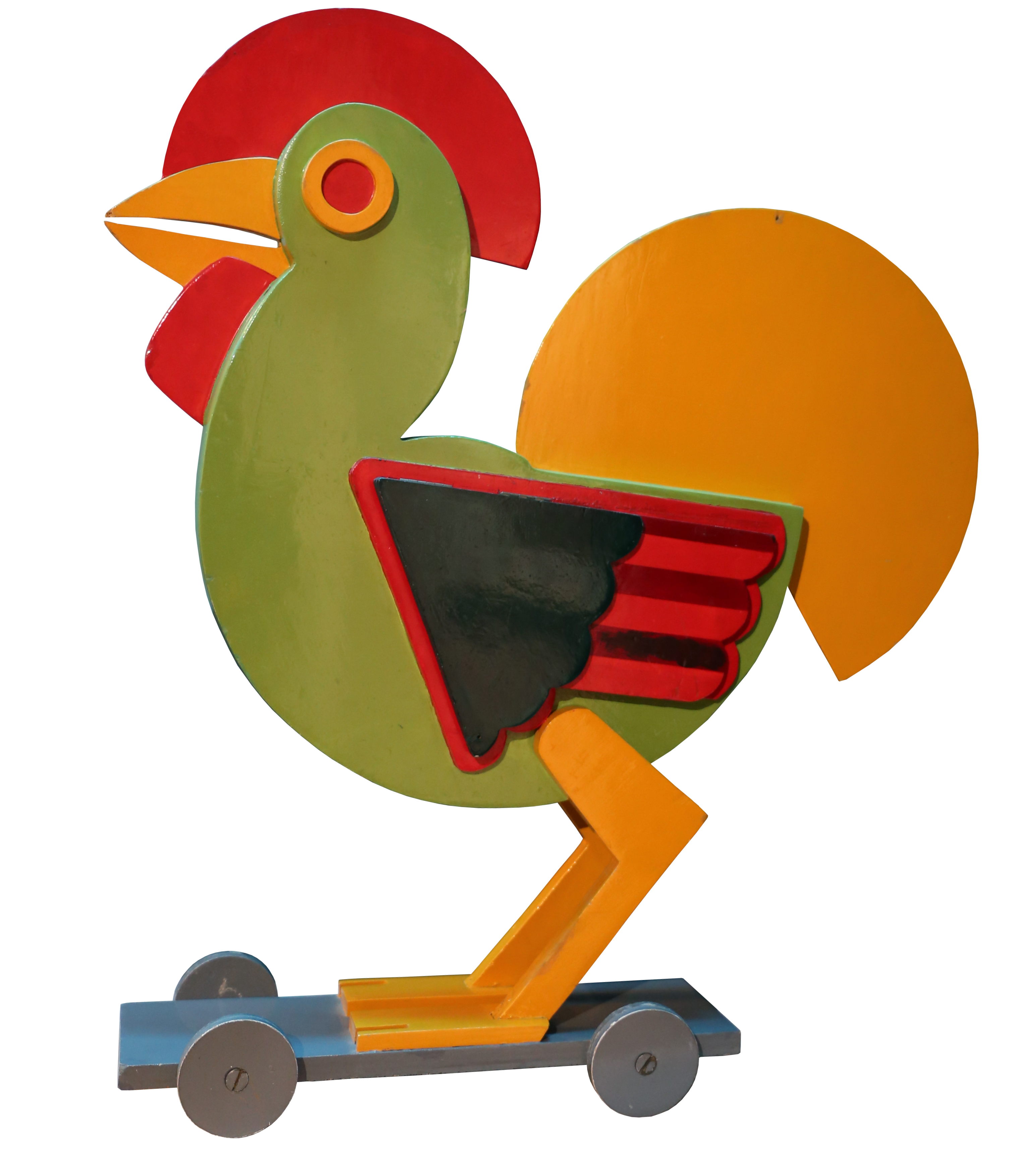 Rooster Marionette for Balli Plastici, zoomed in