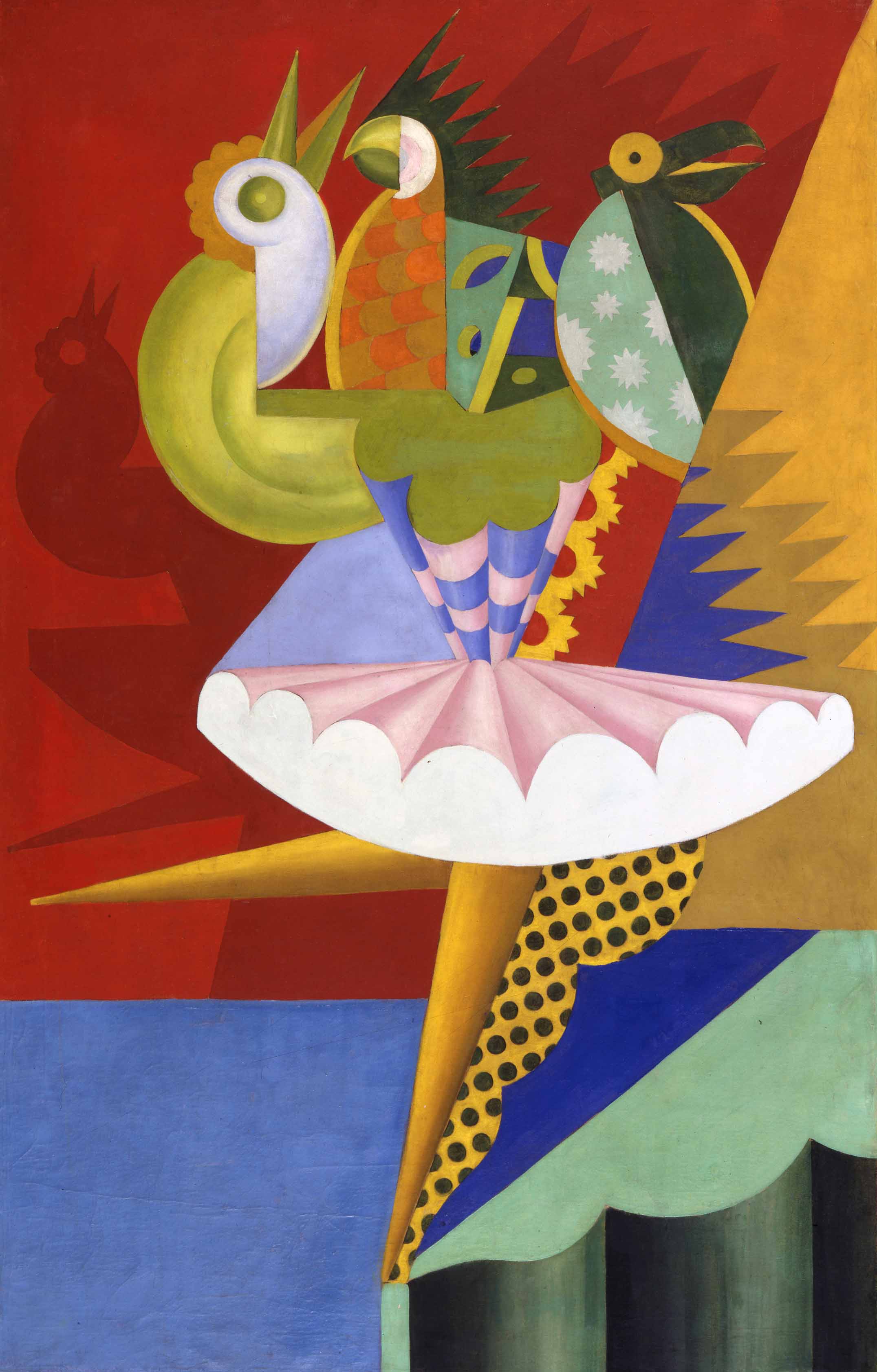 Rotating Ballerina and Parrots, zoomed in