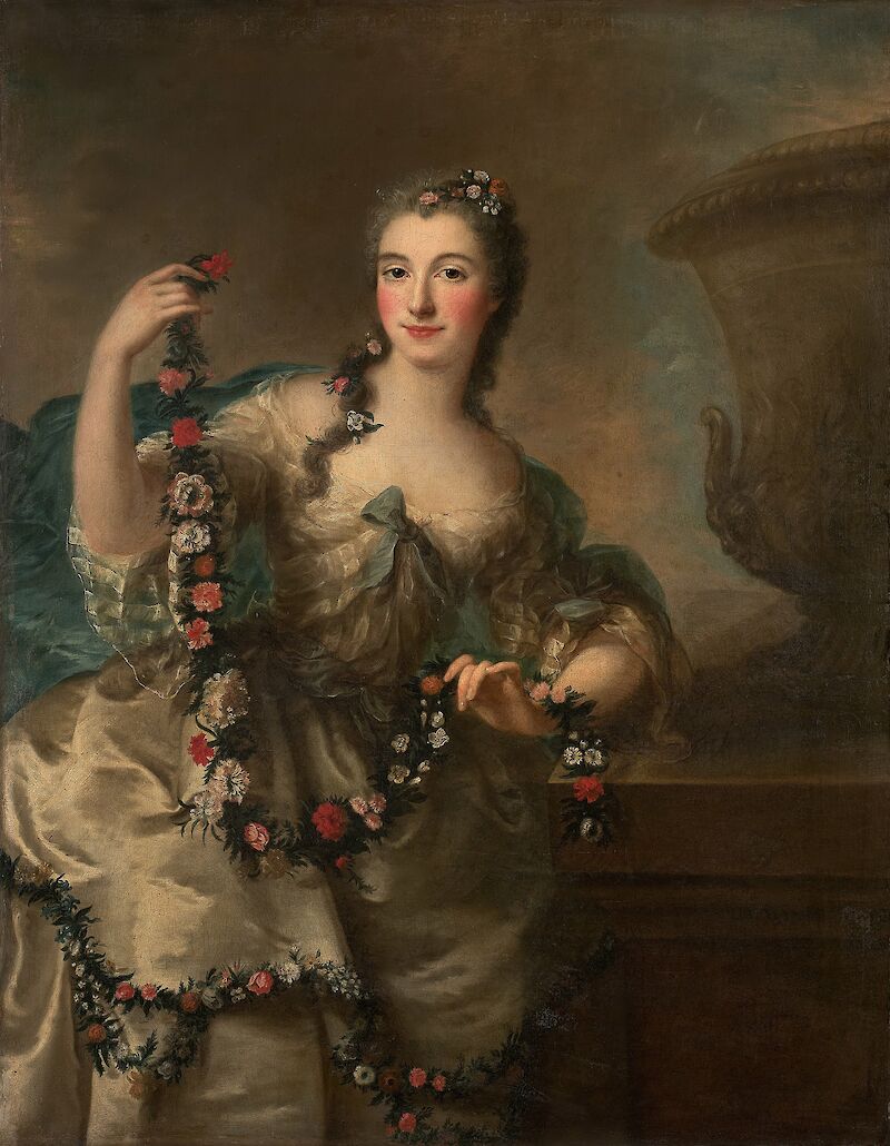 Young lady with a garland of flowers scale comparison
