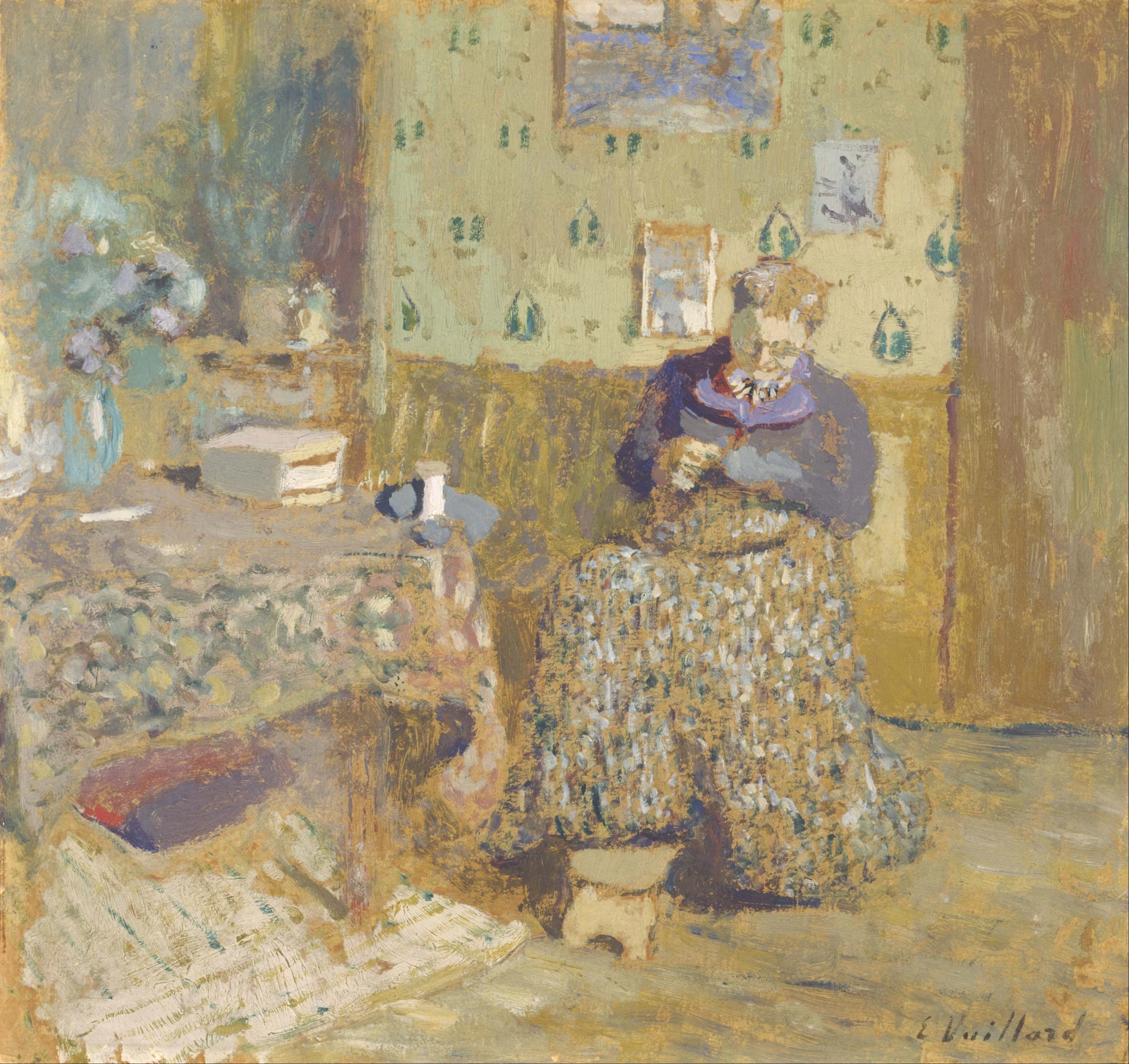 Madame Vuillard Sewing, Édouard Vuillard