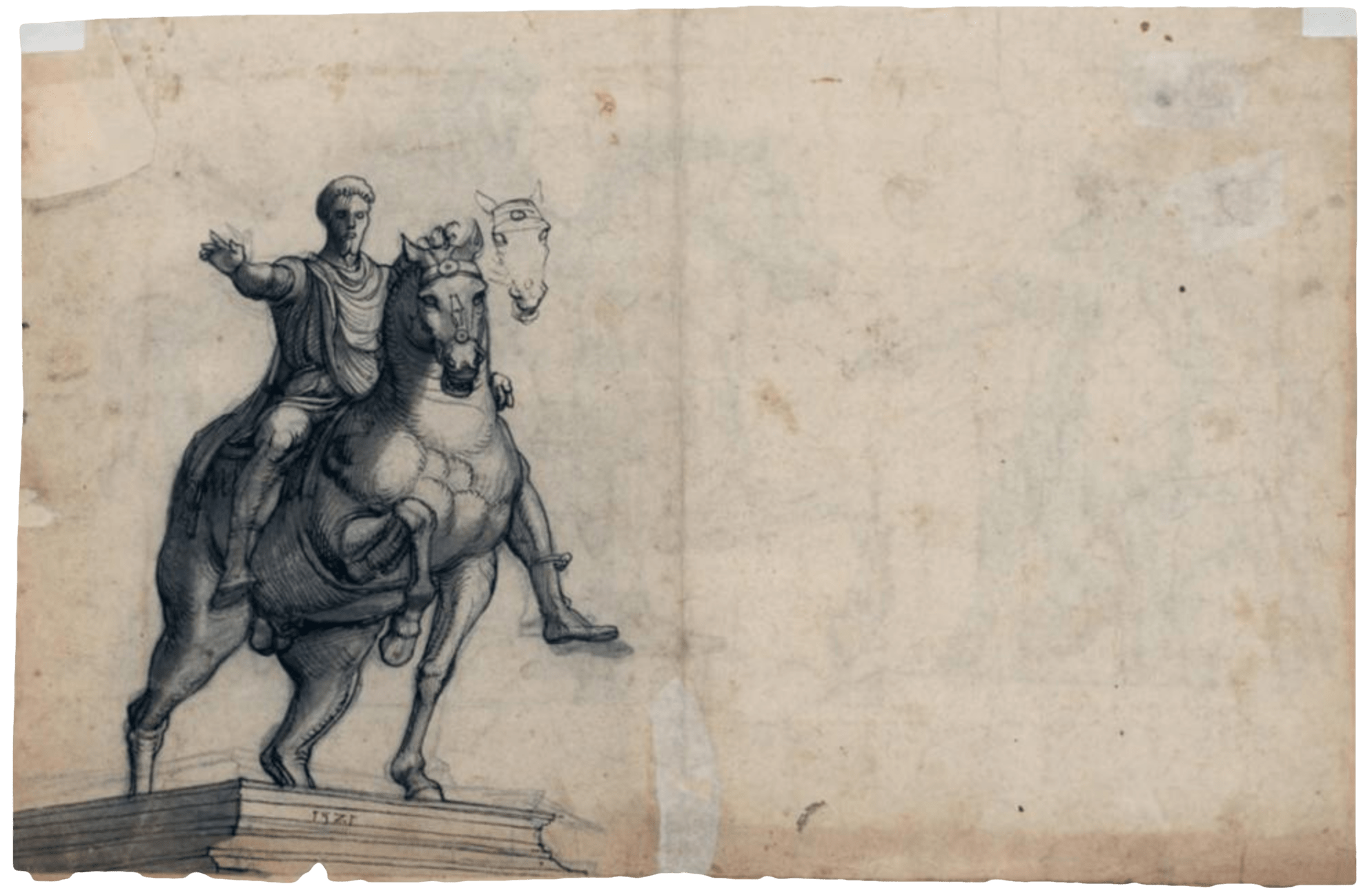 Three views of Marcus Aurelius's Equestrian Monument (G.Z.), zoomed in