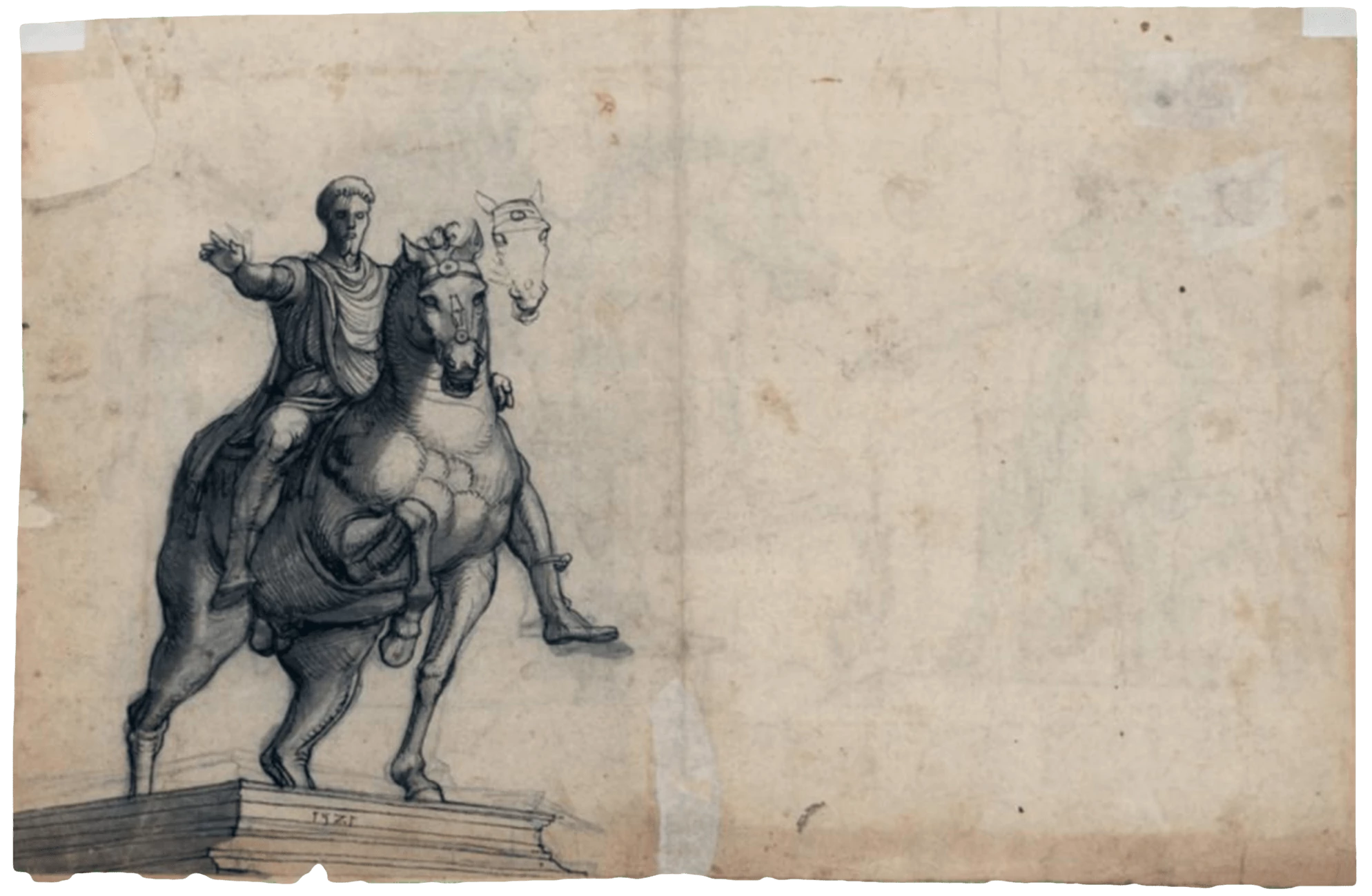 Three views of Marcus Aurelius's Equestrian Monument (G.Z.), Monogrammist GZ or Gabriel Zehender