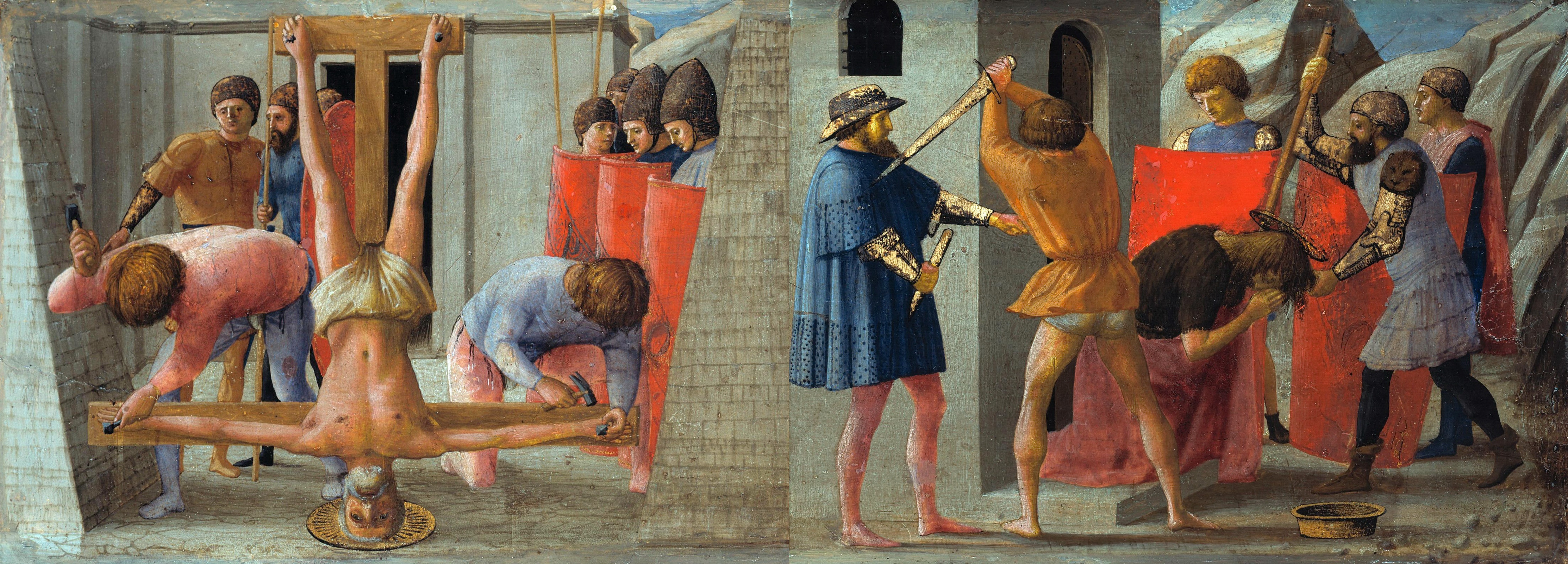 Crucifixion of St. Peter and Beheading of St. John the Baptist, zoomed in