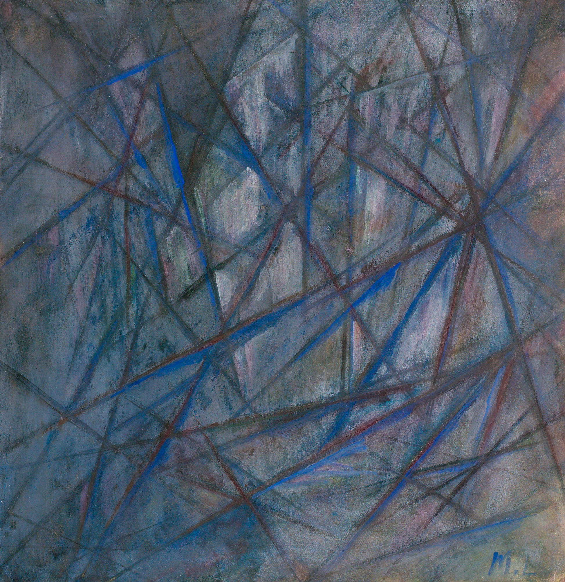 Rayonist Composition in Grey, zoomed in