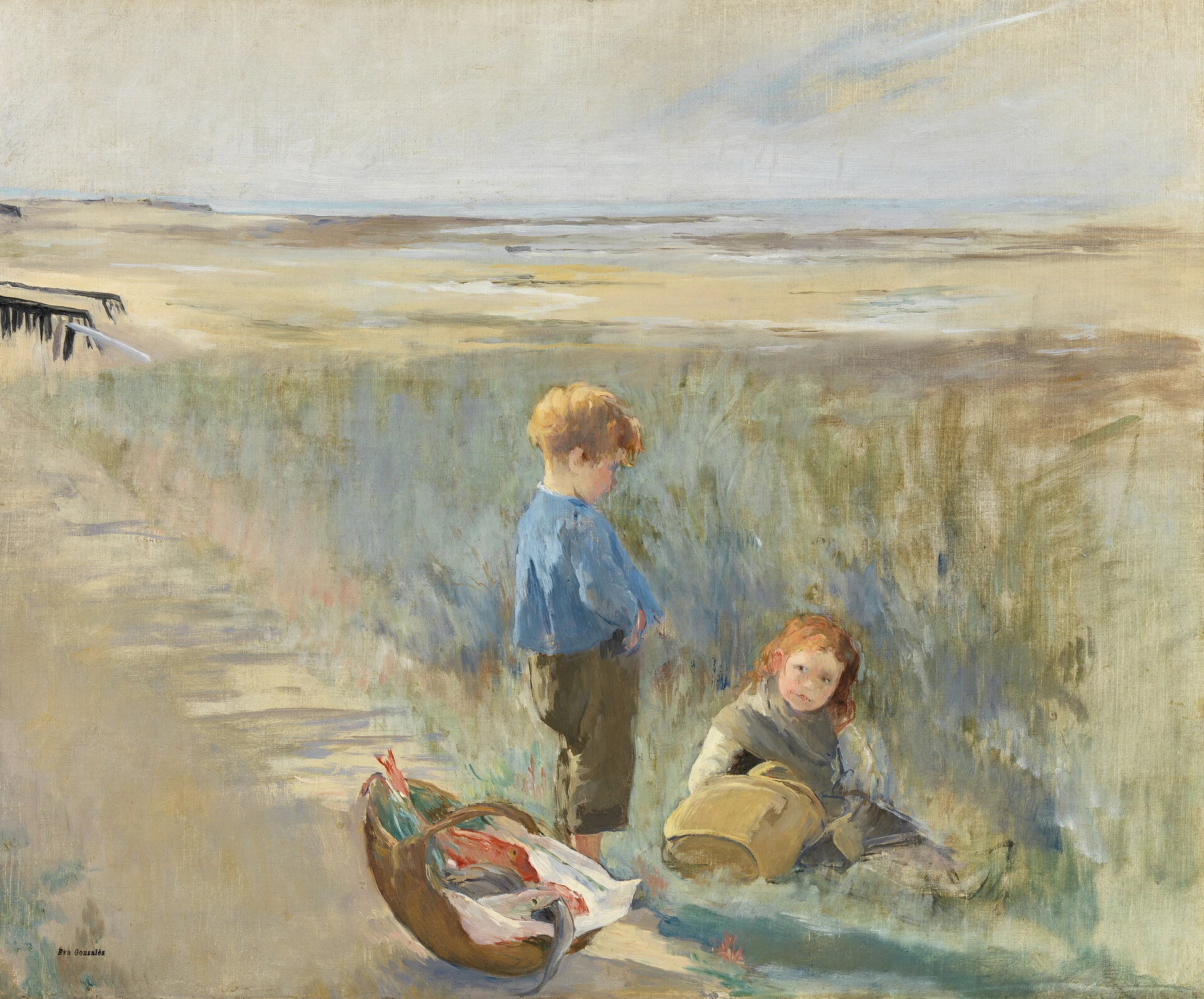Children on the sand dunes, Eva Gonzalès