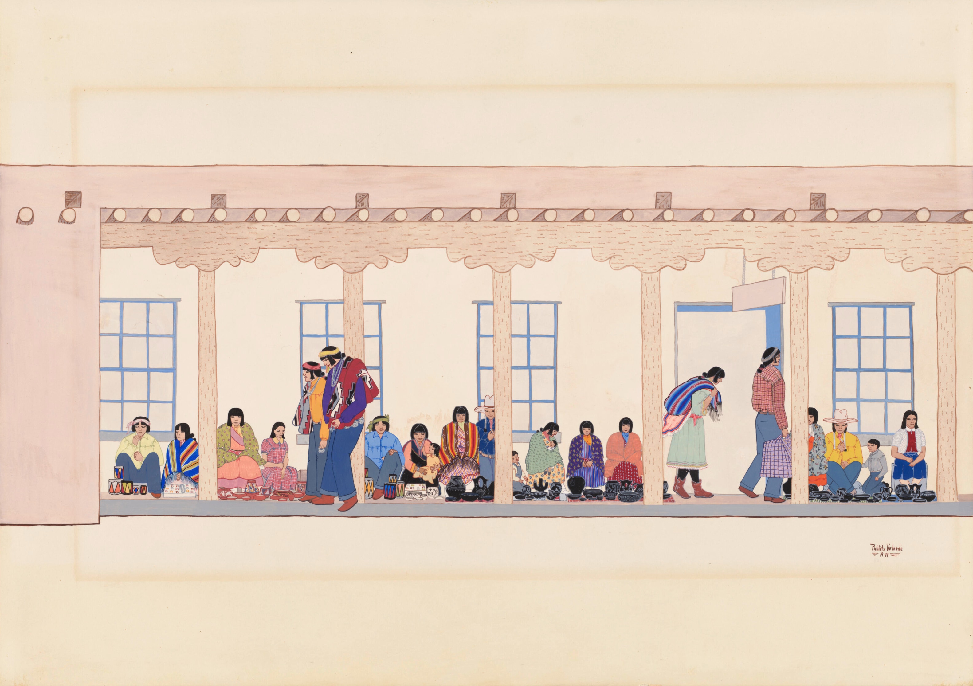 Pueblo Craftsmen, Palace of the Governor Santa Fe, zoomed in