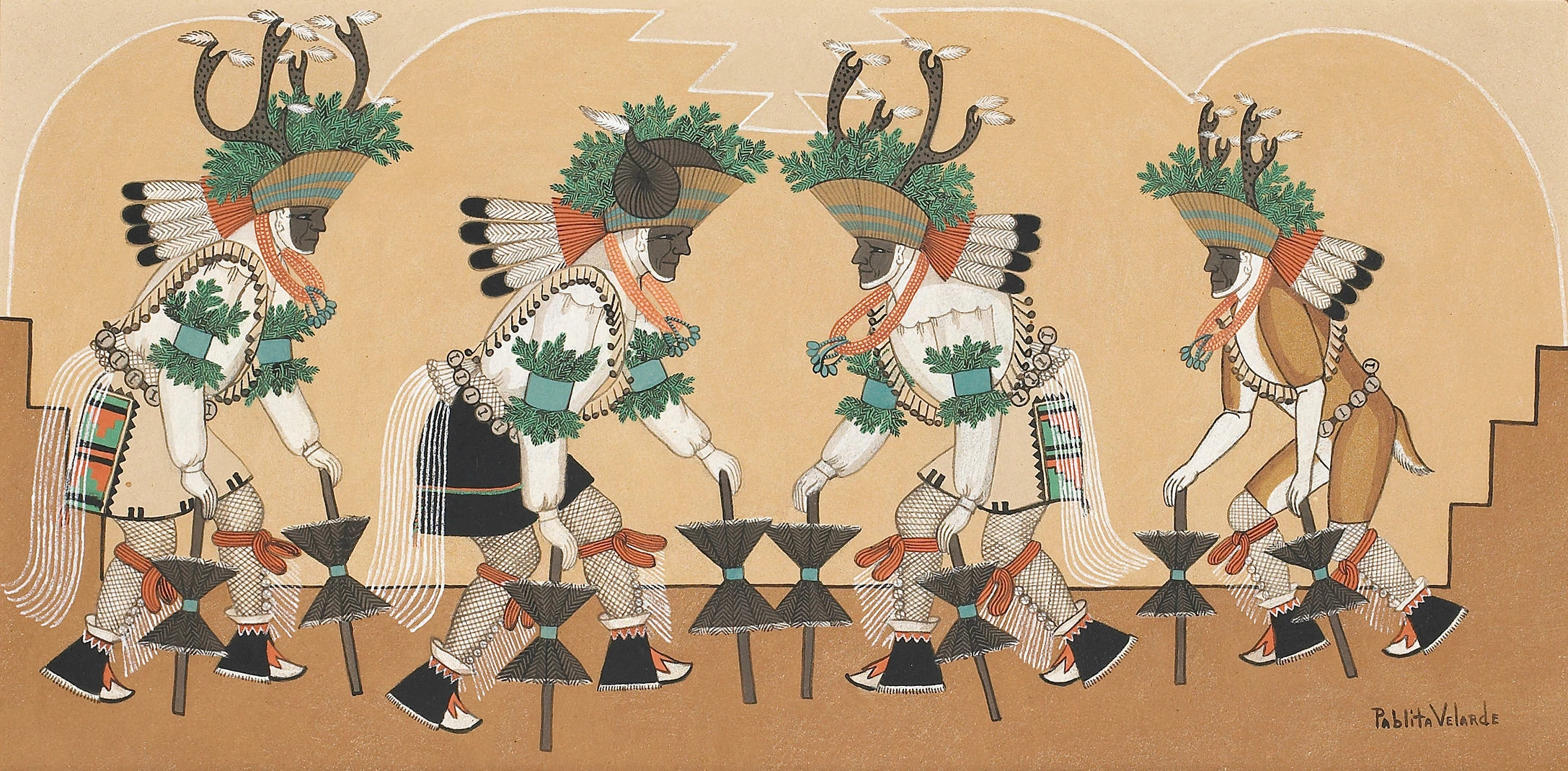 Pueblo animal dancers, Pablita Velarde