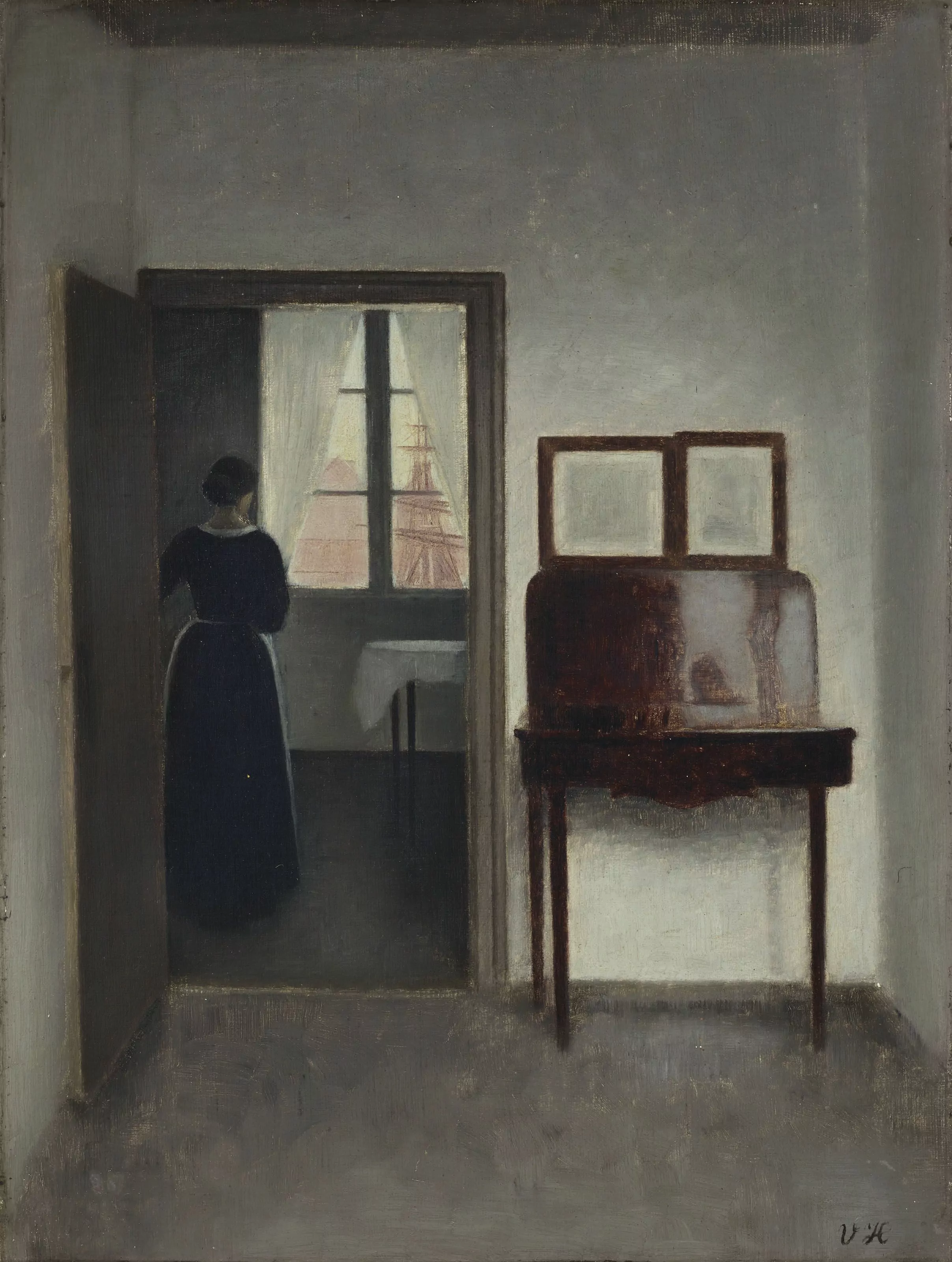 Interior with a Woman, Vilhelm Hammershøi