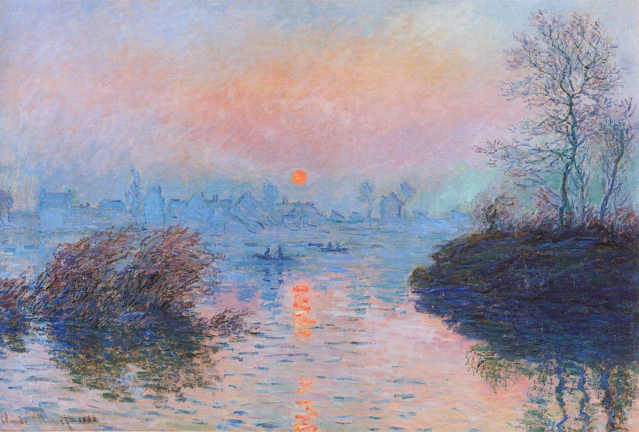 Sunset on the Seine at Lavacourt, Winter Effect, Claude Monet