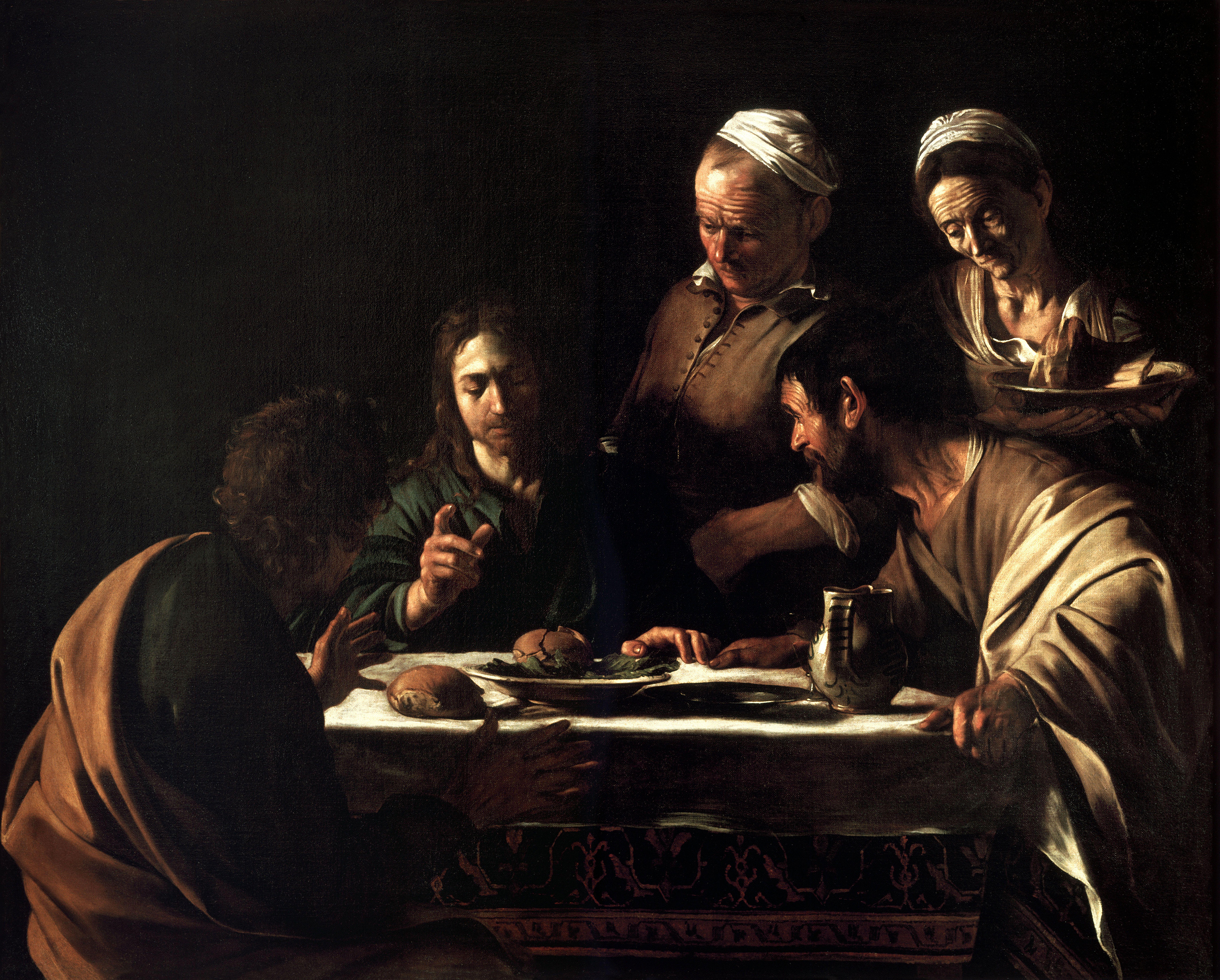 Supper at Emmaus (1606), zoomed in