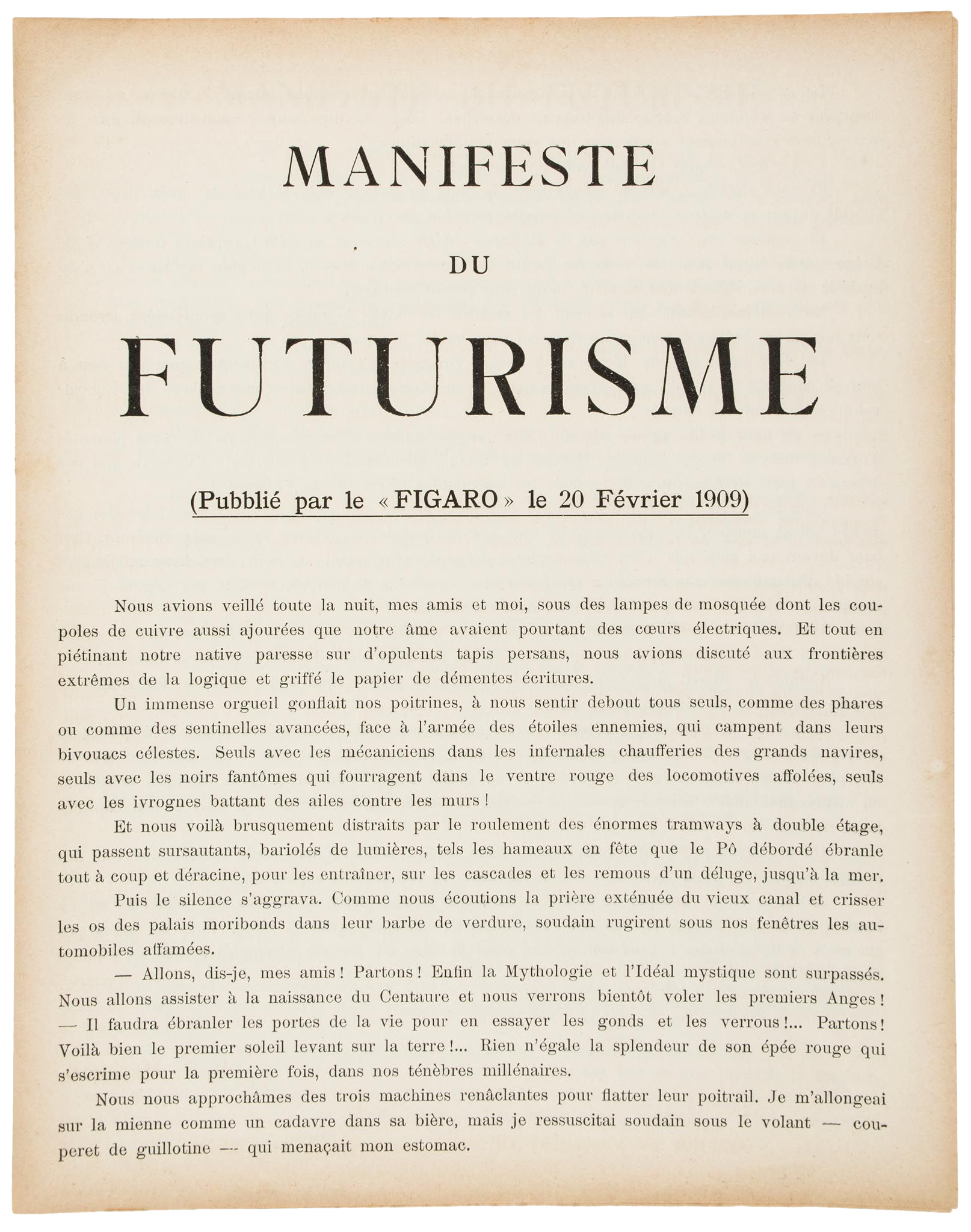 Filippo Tommaso Marinetti Manifeste Du Futurisme Articule Net | My XXX ...
