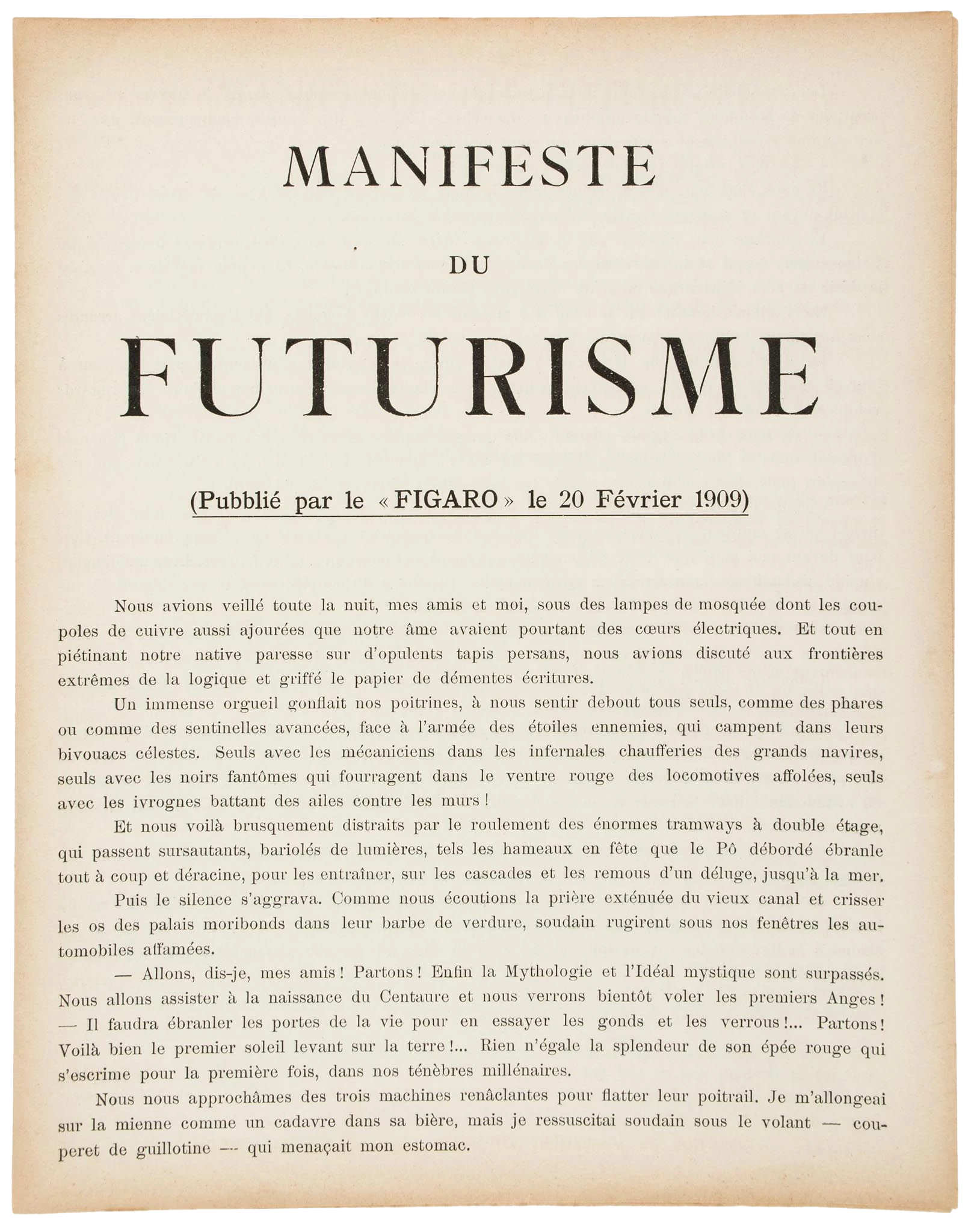 Futurist Manifesto (Print), Filippo Tommaso Marinetti