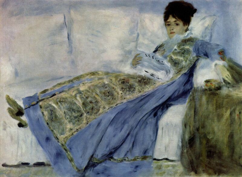 Madame Monet Reading Le Figaro scale comparison