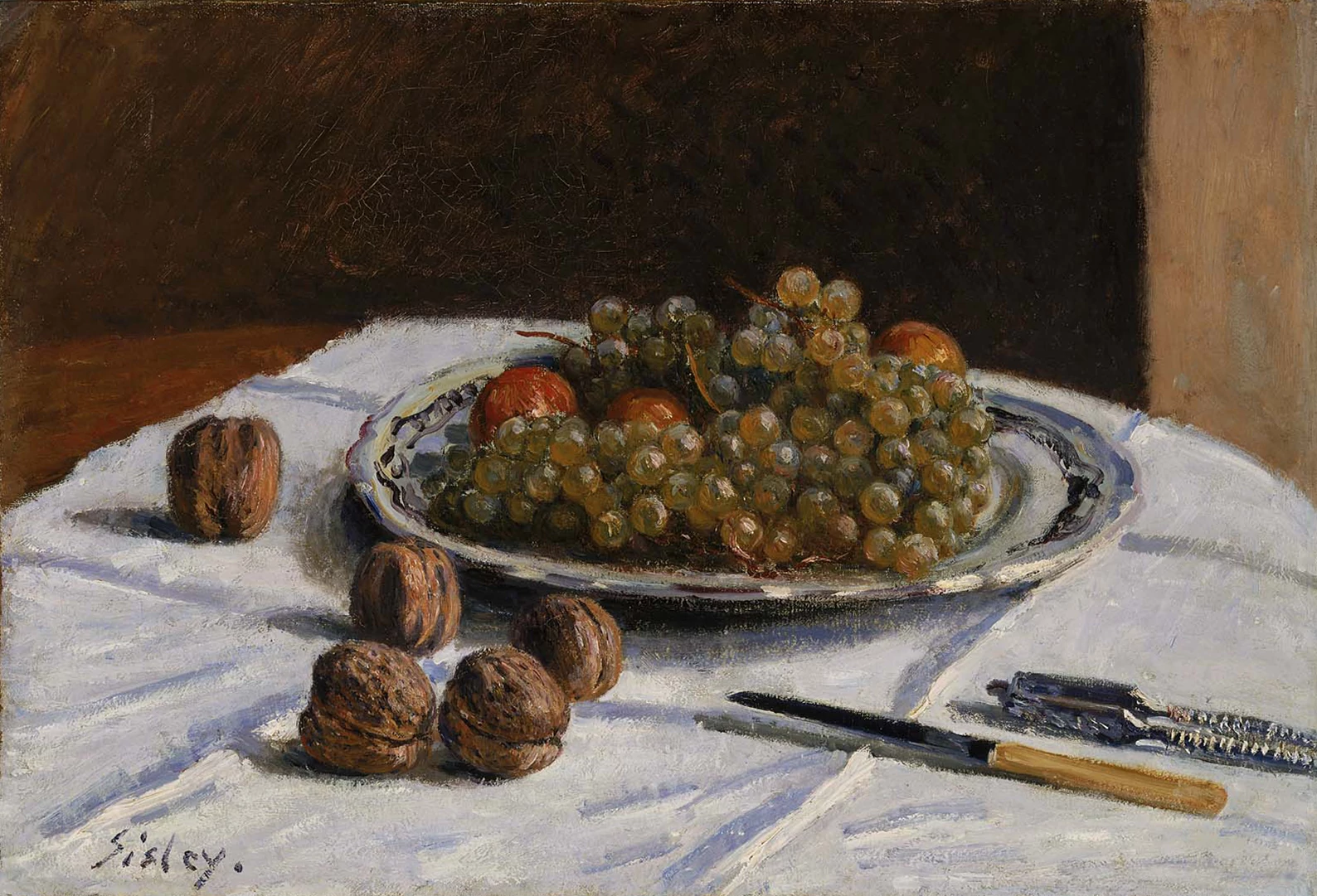 Grapes and Walnuts on a Table, Alfred Sisley