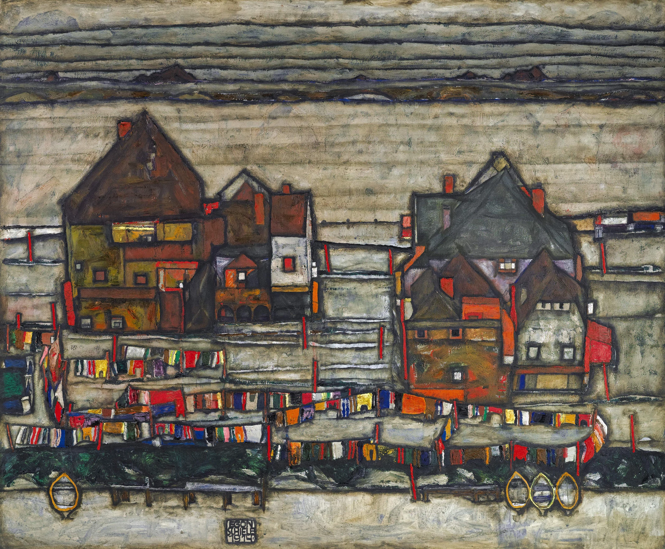 Houses with Laundry (Seeburg), Egon Schiele