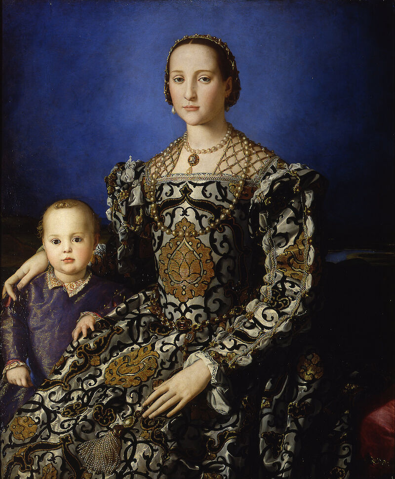 Portrait of Eleanor of Toledo with her son Giovanni de Medici scale comparison