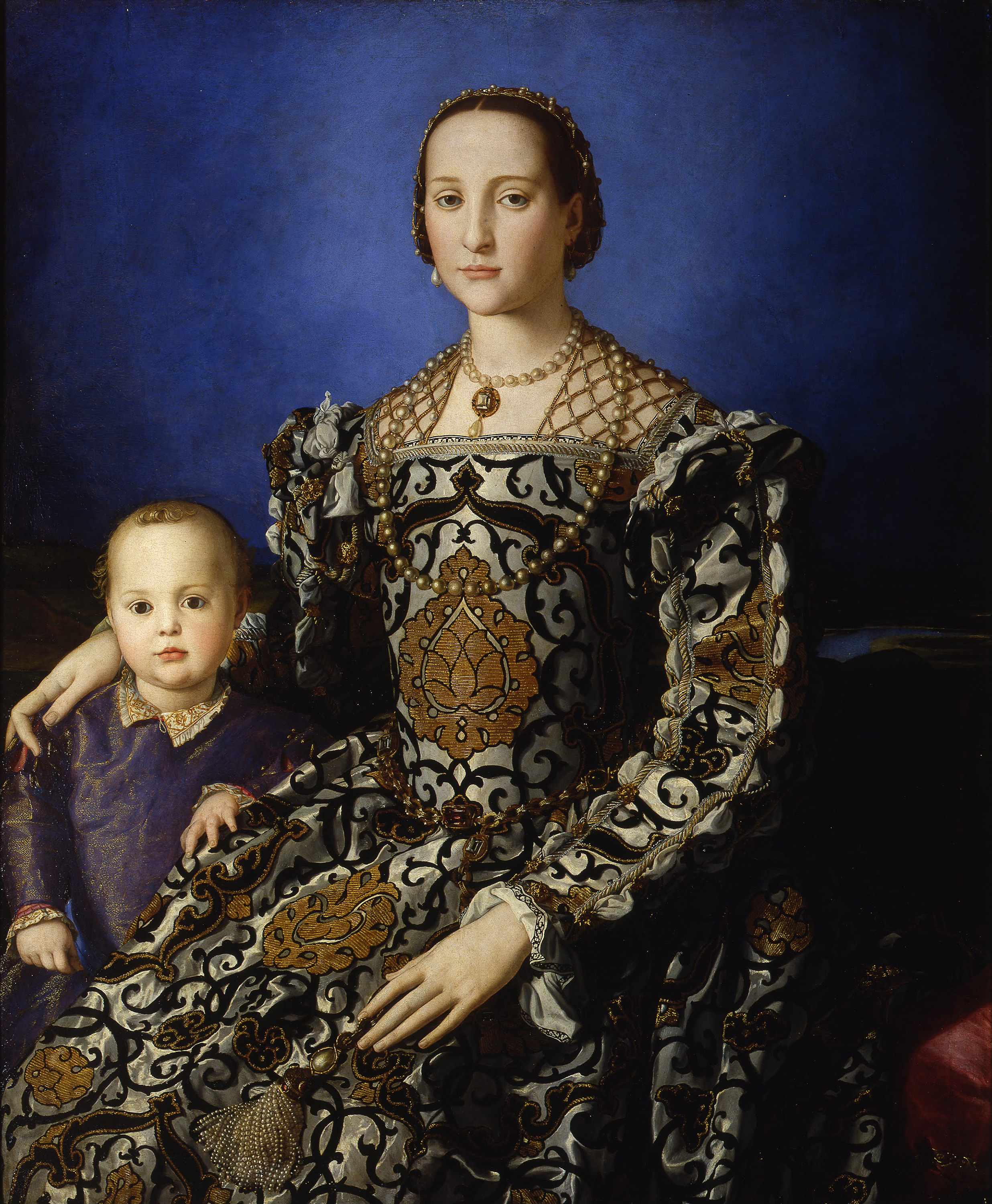 Portrait of Eleanor of Toledo with her son Giovanni de Medici, zoomed in