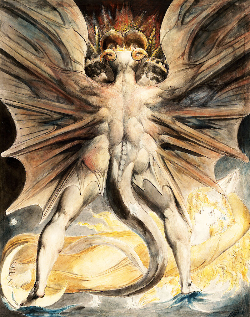 skranke rødme rolige The Great Red Dragon and the Woman Clothed in Sun by William Blake